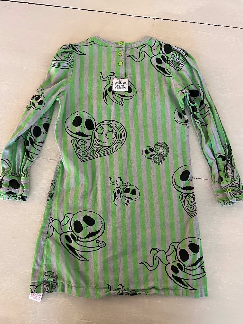 Disney Nightmare Before Christmas  Girls Size 7/8 Jack Sally Green nightgown pjs - Picture 2 of 6